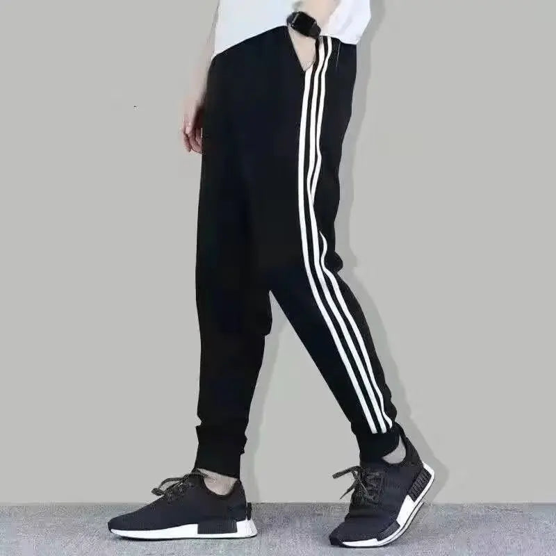 2 pc Leisure striped hoodie, couple's running sportswear