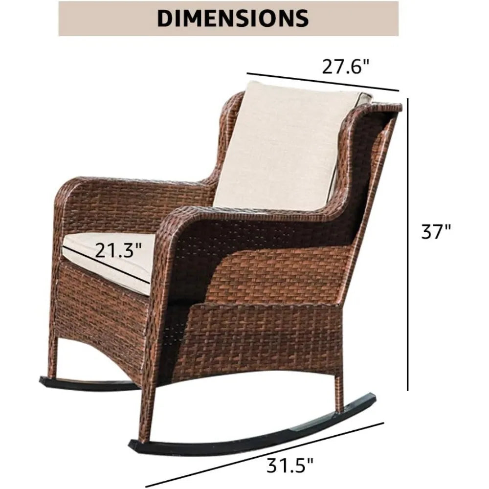Outdoor Resin Wicker Rocking Chair with Olefin Cushions