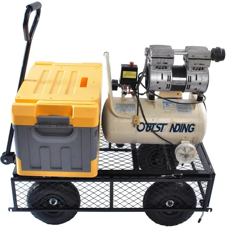 Steel Utility Cart with Detachable mesh Side Plates on All Sides, Suitable for Garden Farm Warehouse, etc.