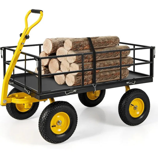 1200 lbs Capacity Heavy Duty Utility Cart with Rotating Handle, Removable Sides & 13" Wheels